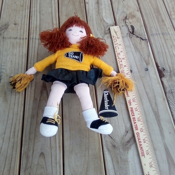 Vintage Russ Berrie Cloth Cheerleader Doll Go Team Go Plush Cheerleading Cheer - Picture 1 of 5